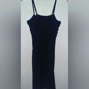 Women's black midi stretchy spaghetti staps dress size large